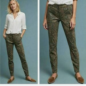 Anthropologie Cadet Slim Utility Patterned Trousers - Petite